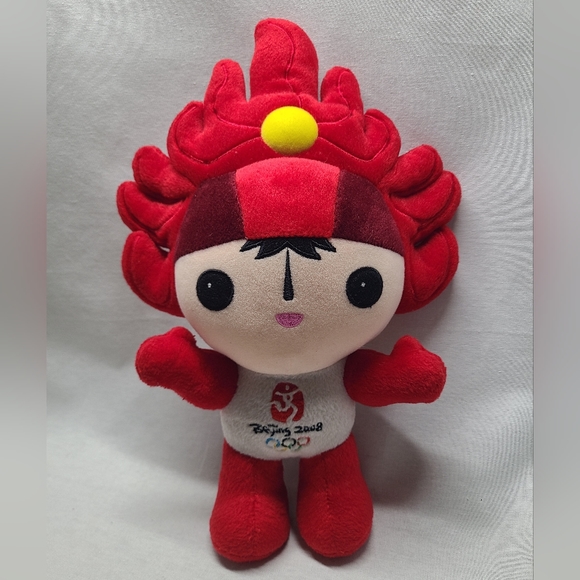 2008 Beijing Olympic Games Mascot Plush Red Fire Huan Huan - Picture 1 of 6